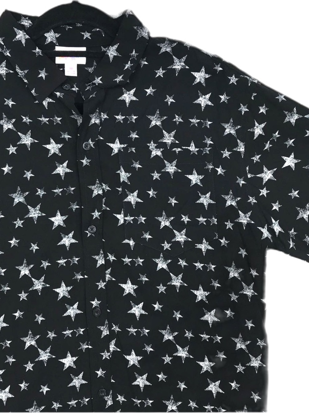 LuLaRoe Black Button-Down Shirt with White Star Print